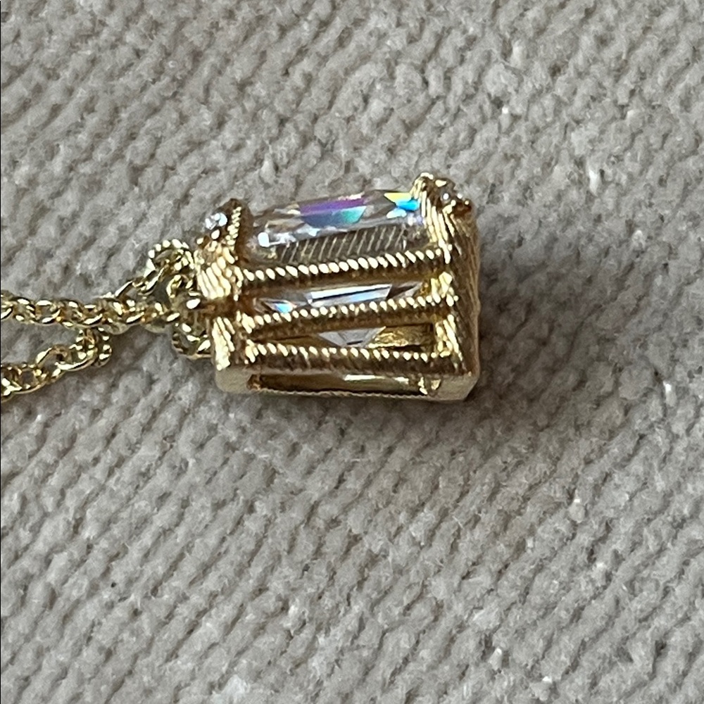 Judith Ripka Gold Clad Silver 925 Necklace w Cubic Zirconia Square Pendant NWOT - Picture 11 of 16